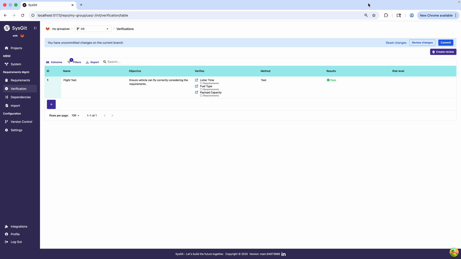 Verification with results status